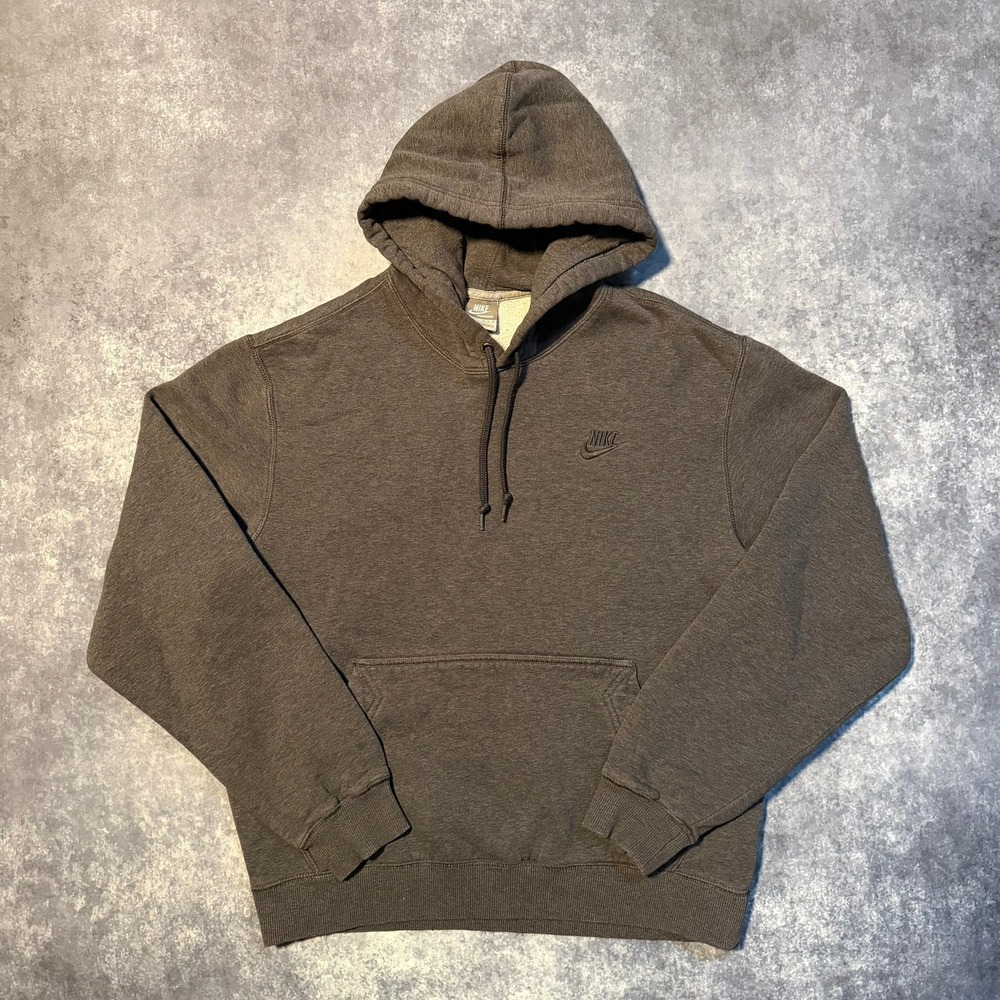 Vintage Nike Sportswear Mens Medium‎ Gray  Pullover Hoodie Mini Swoosh Logo Y2K